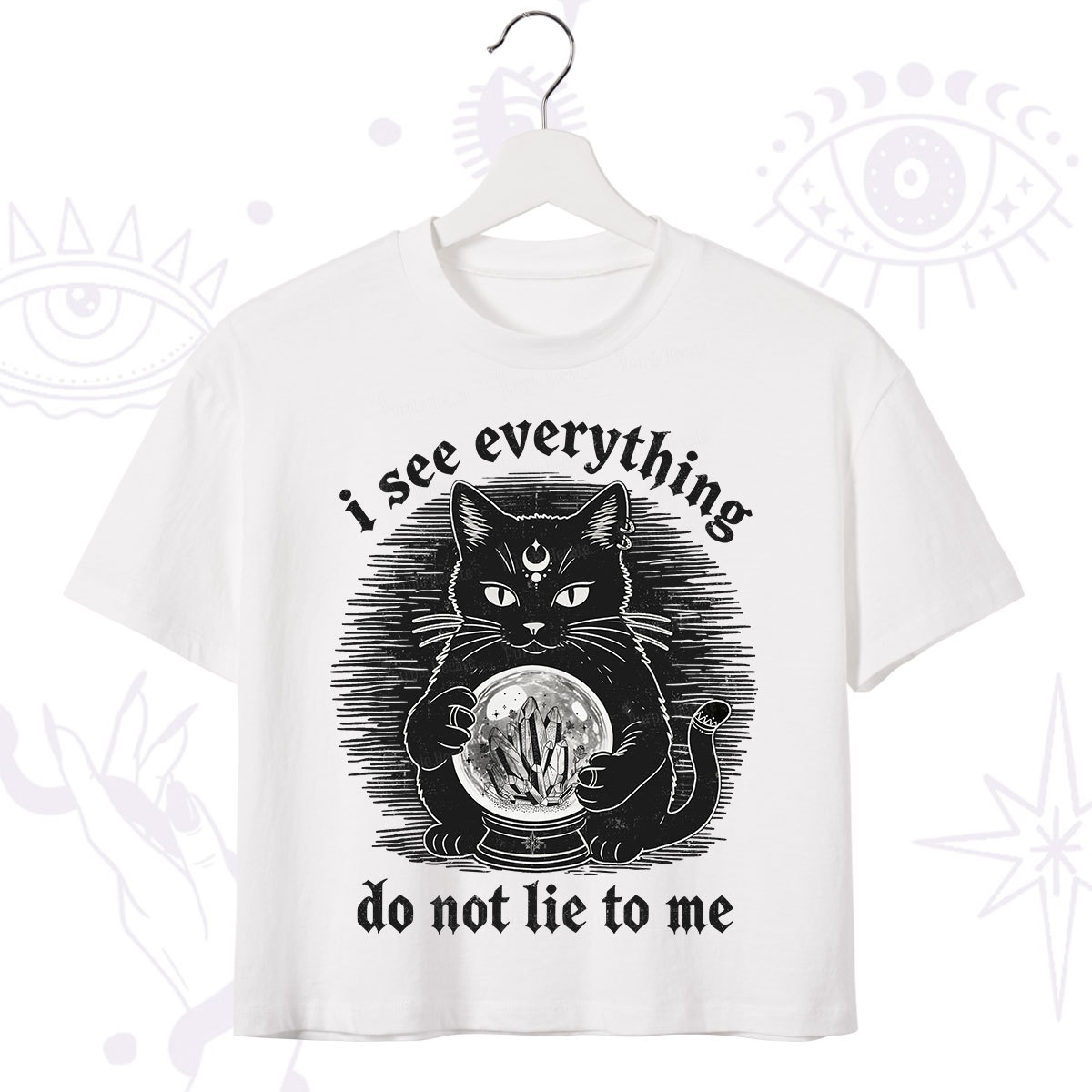 Purplehecate All Seeing Cat Crop T-Shirt