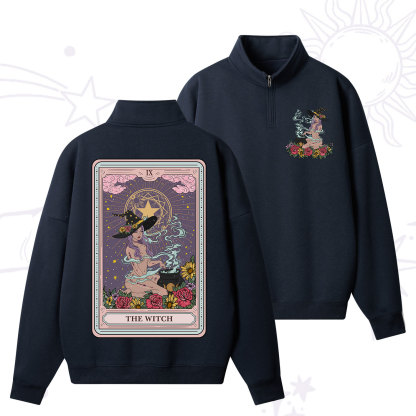 Purplehecate The Witch Tarot Zip Fleece Sweatshirt
