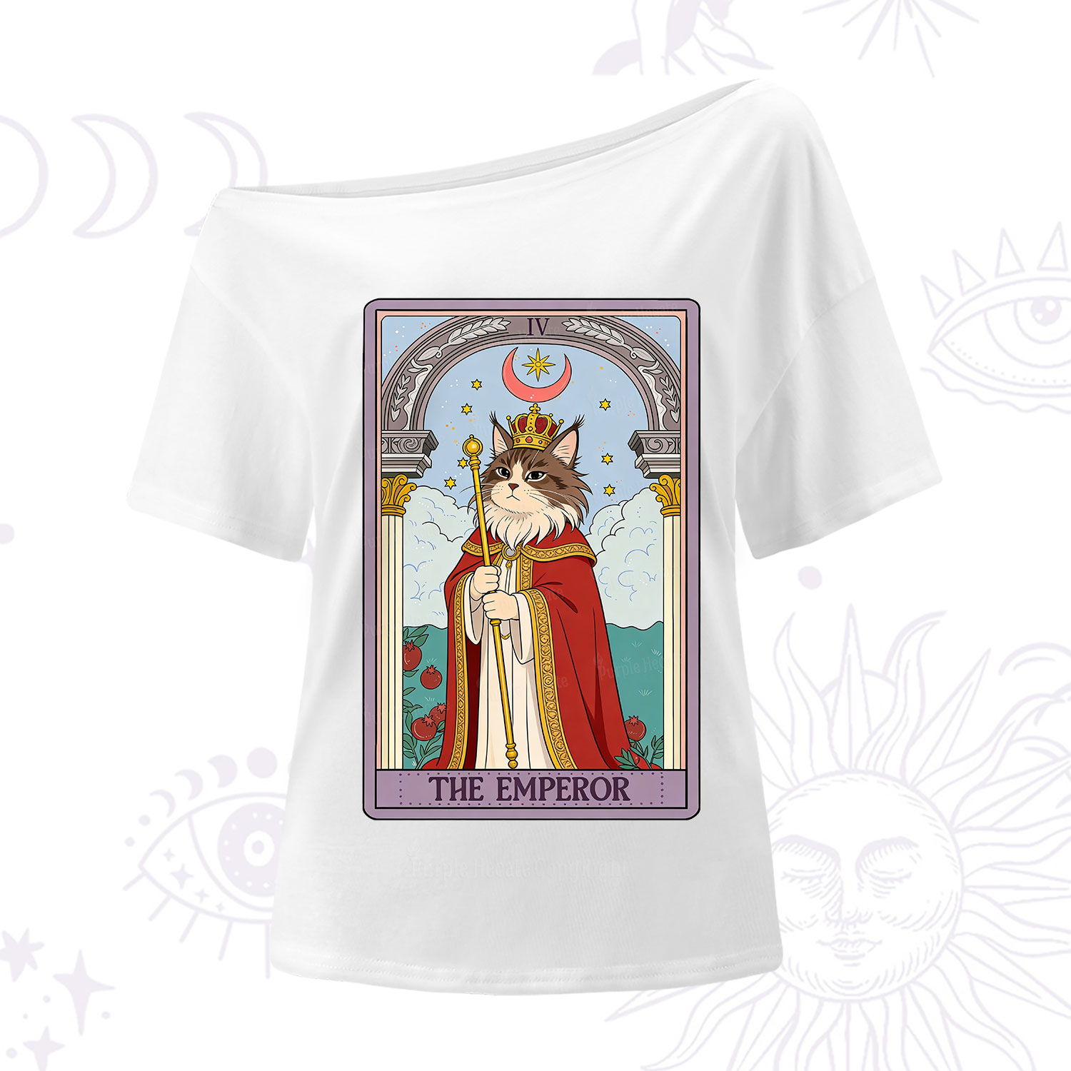 Purplehecate The Emperor Cat Tarot One Shoulder T-Shirt