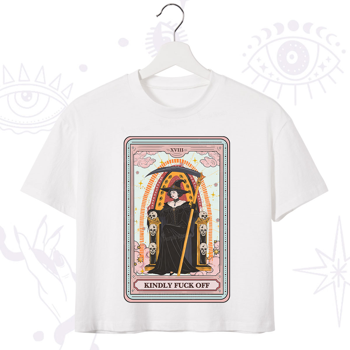 Purplehecate The Kindly Fuck Off Tarot Crop T-Shirt
