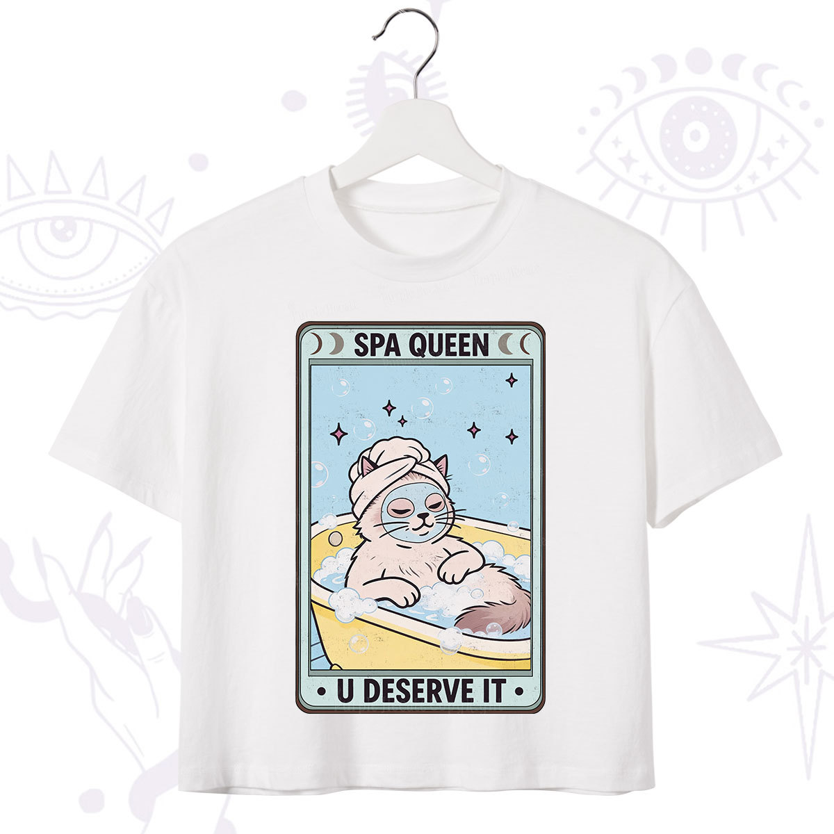 Purplehecate The Spa Queen Cat Tarot Crop T-Shirt