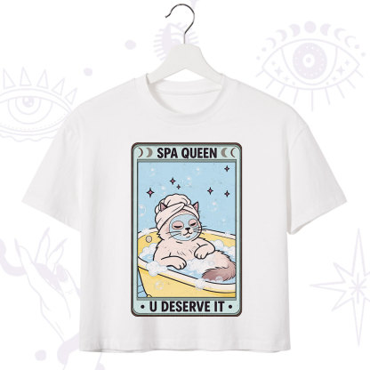 Purplehecate The Spa Queen Cat Tarot Crop T-Shirt