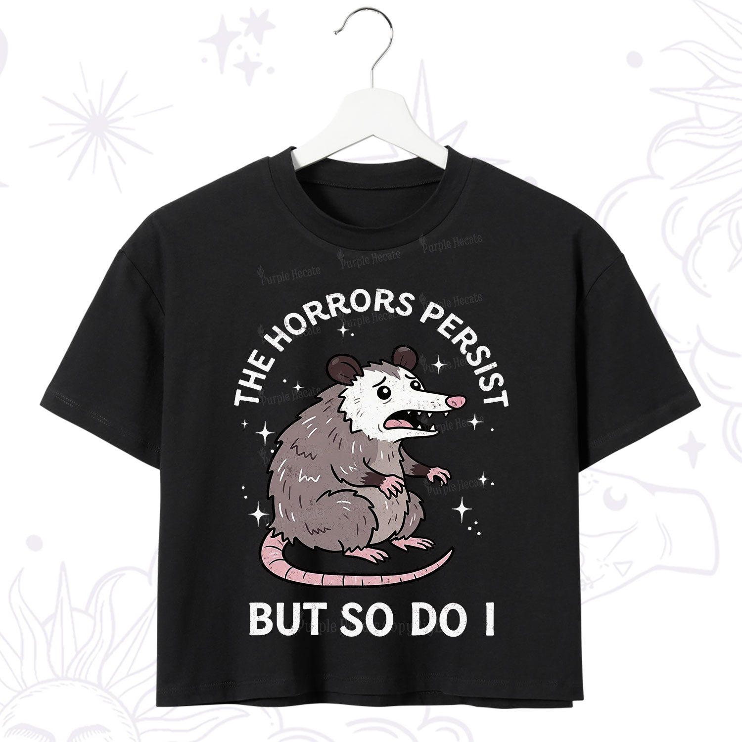 Purplehecate The Horrors Persist But So Do I Opossum Crop T-Shirt