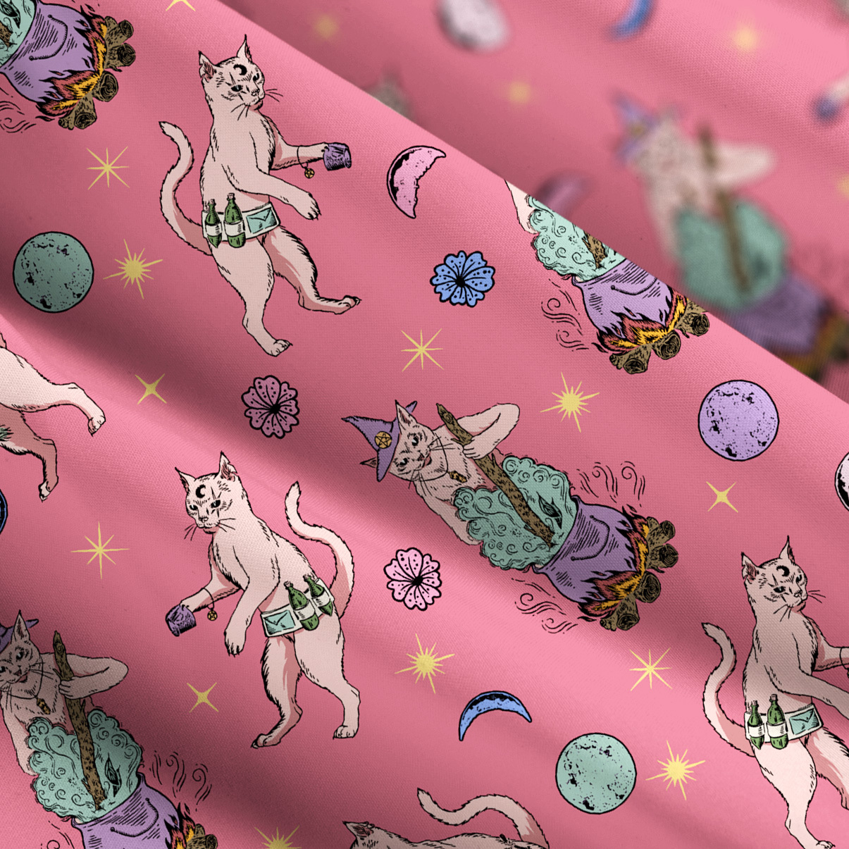 Purplehecate Cat Coven Wide Straps Maxi Dress