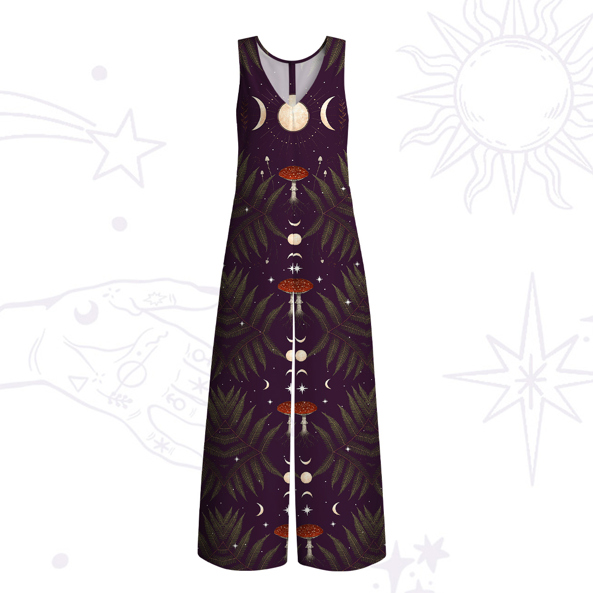 Purplehecate Moonlit Mushroom Gown Wide Leg Jumpsuit