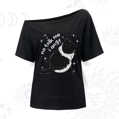 Purplehecate No Talk Me Im Angy Cat One Shoulder T-Shirt