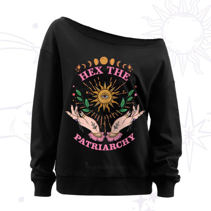 Purplehecate Hex The Patriarchy Witchy Off The Shoulder Sweatshirt