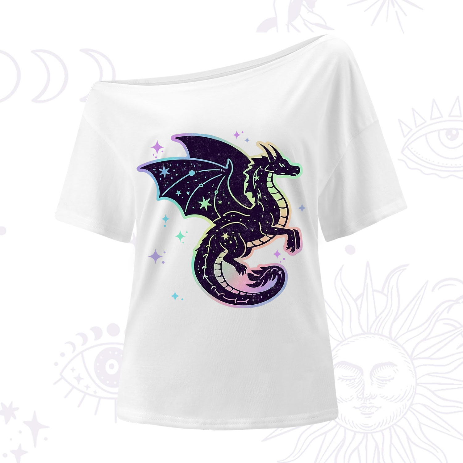 Purplehecate Celestial Dragon One Shoulder T-Shirt