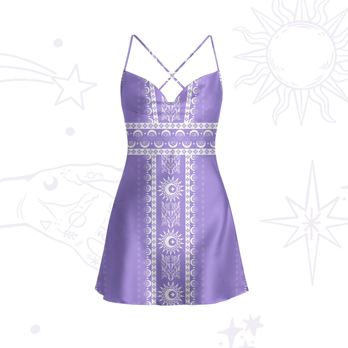 Purplehecate Visionary Sun Satin Cross Back Mini Dress