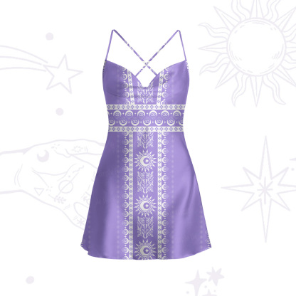 Purplehecate Visionary Sun Satin Cross Back Mini Dress