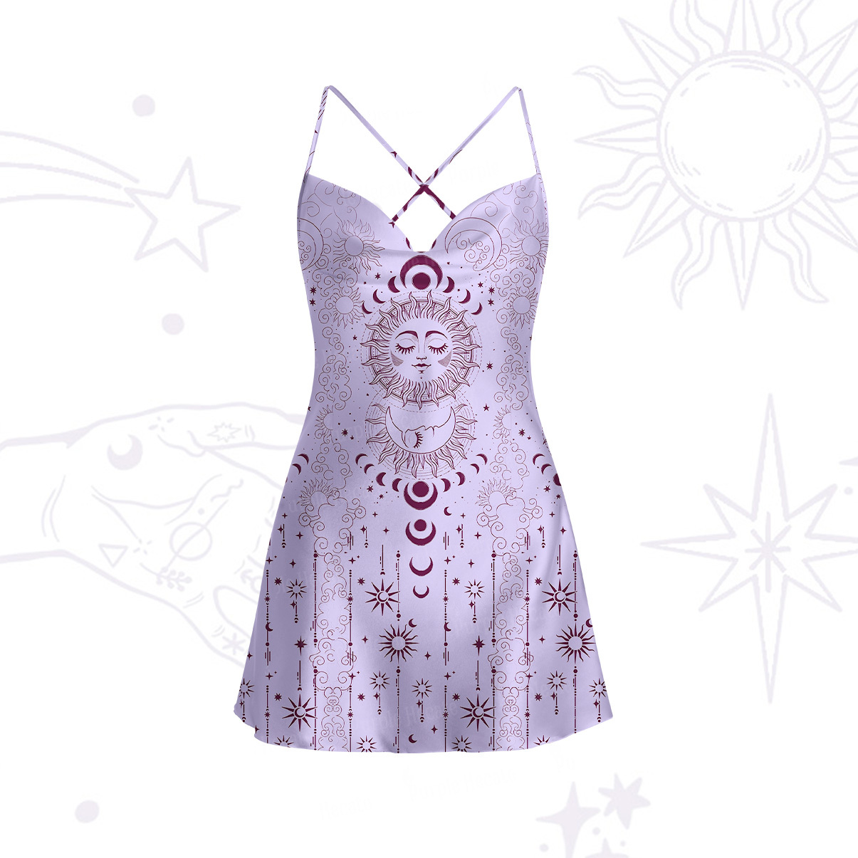 Purplehecate Lunar Eclipse Satin Cross Back Mini Dress