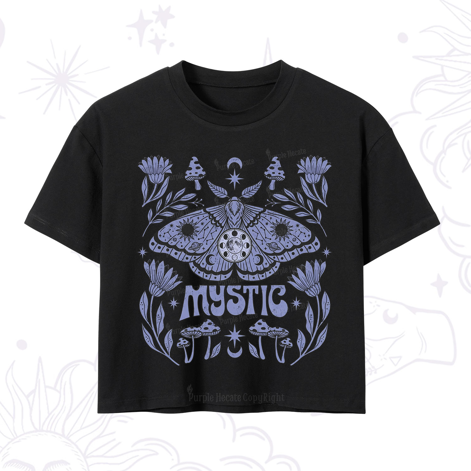 Purplehecate Mystic Luna Moth Crop T-Shirt