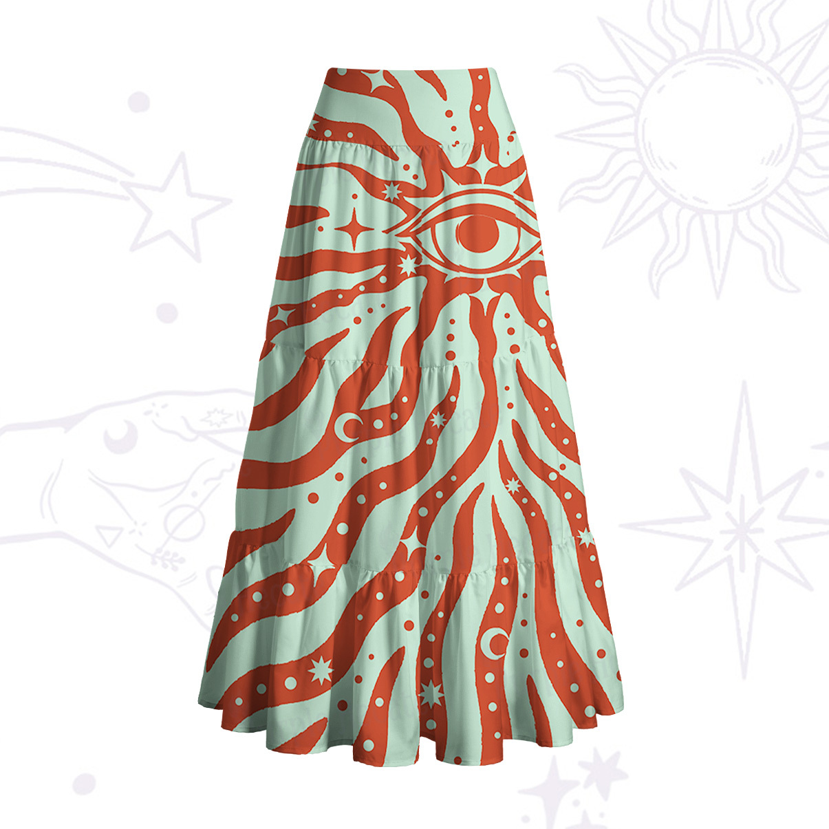 Purplehecate Green Vision Illusion Convertible Maxi Skirt