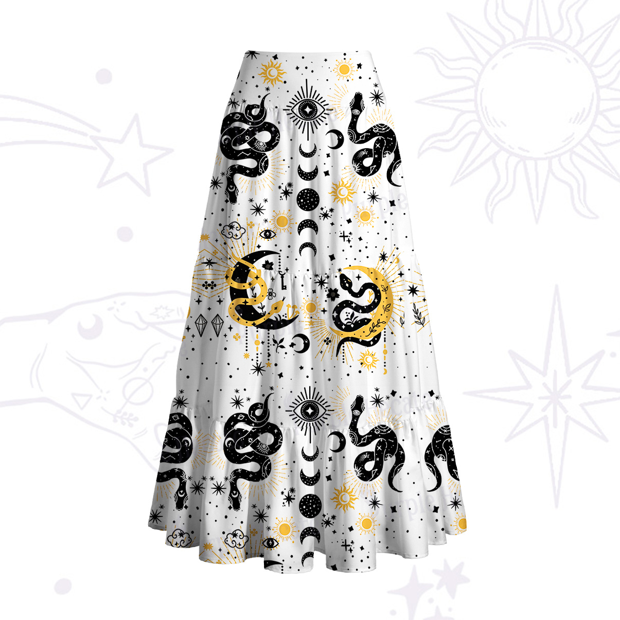 Purplehecate Divine Serpent Under the Moon Convertible Maxi Skirt