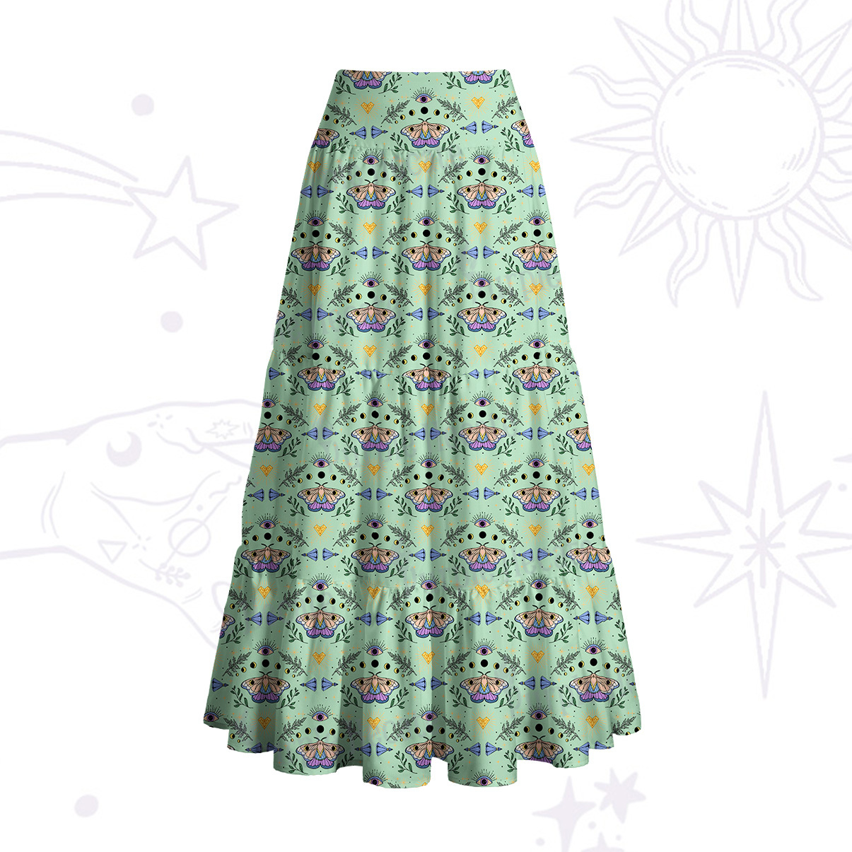 Purplehecate Luna Moth Witch Convertible Maxi Skirt