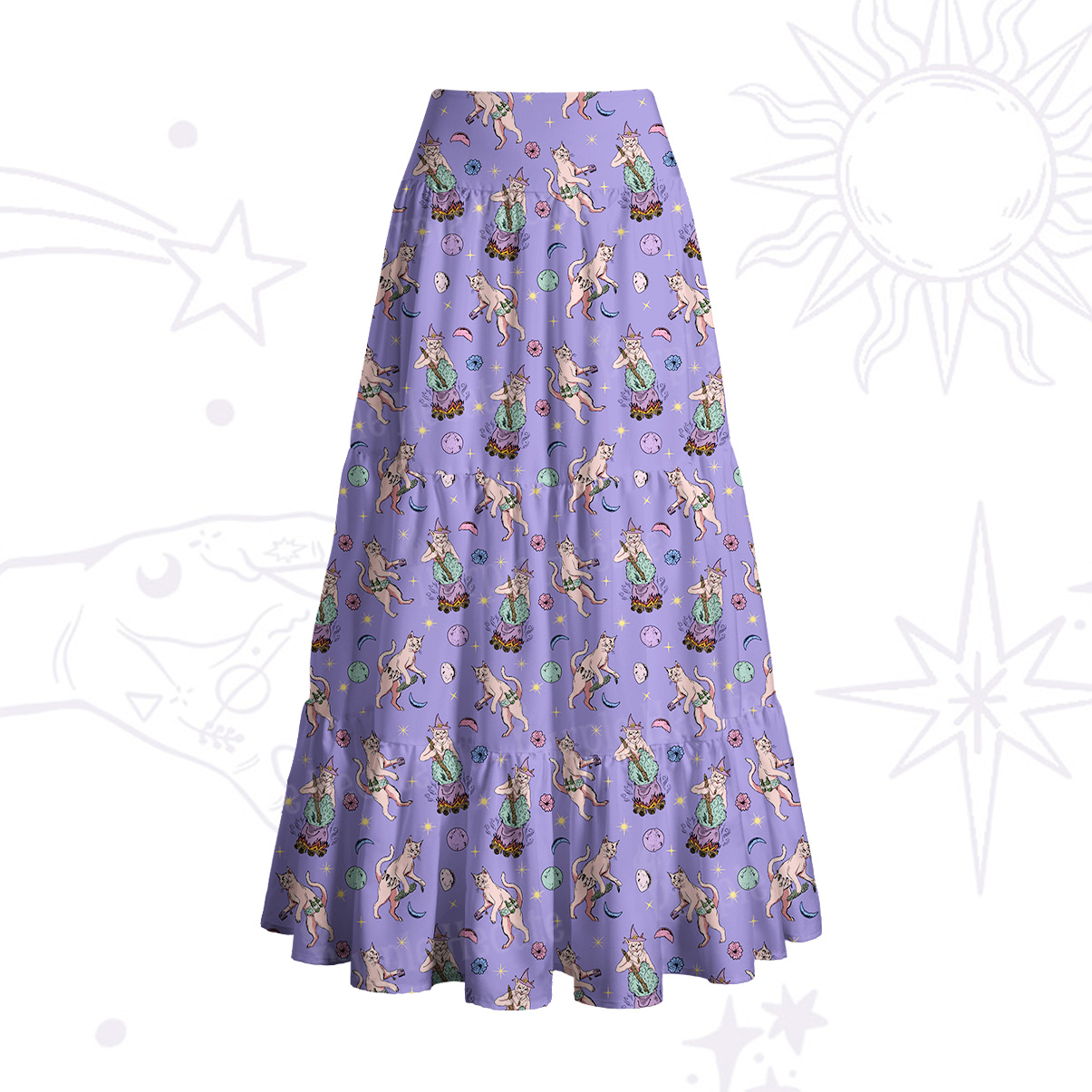 Purplehecate Cat Coven Convertible Maxi Skirt