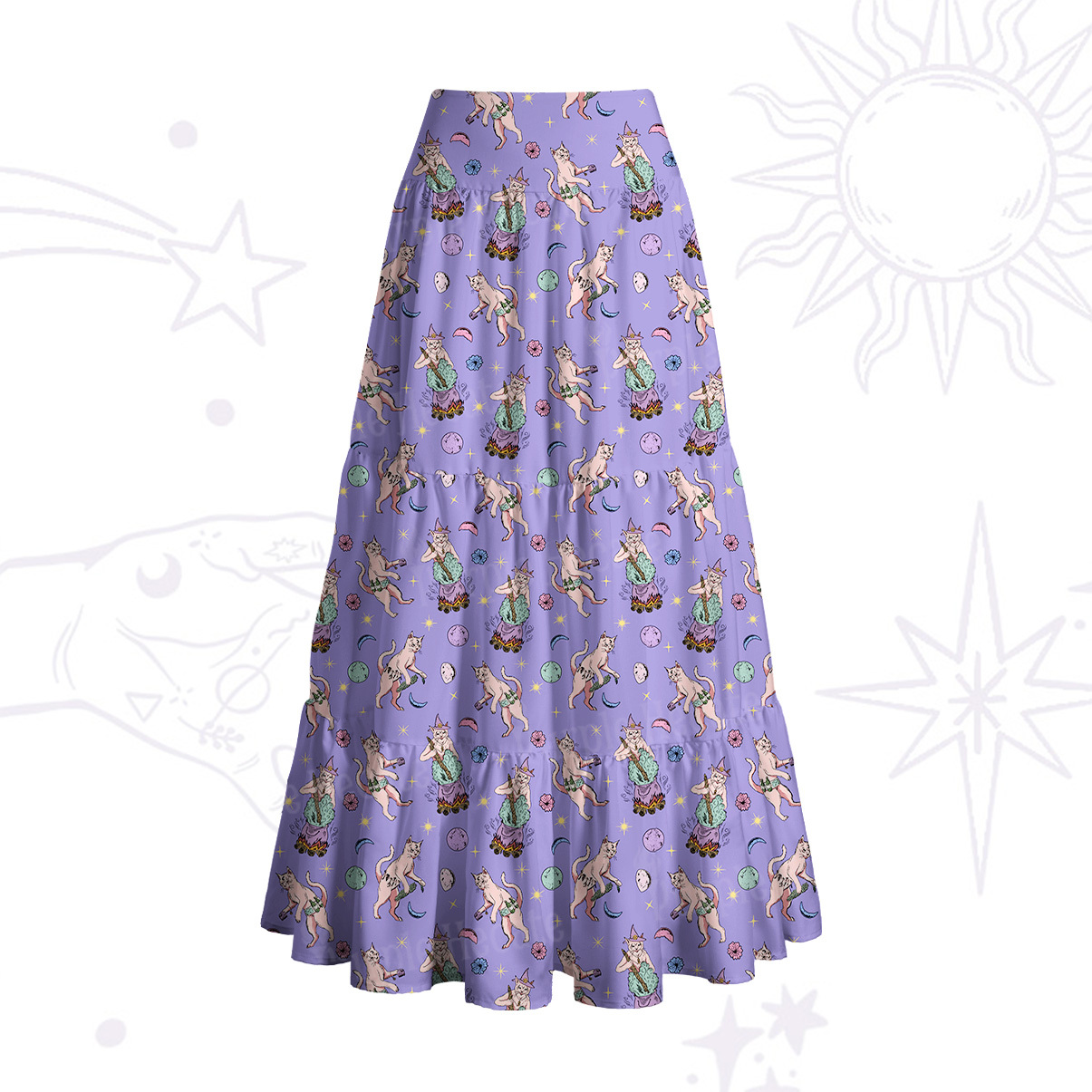 Purplehecate Cat Coven Convertible Maxi Skirt