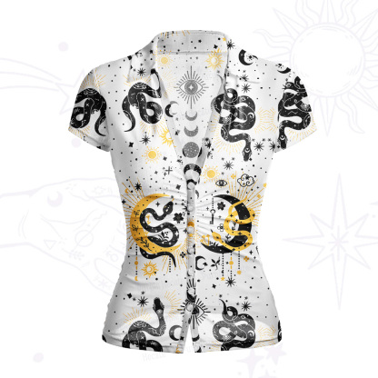 Purplehecate Divine Serpent Under the Moon Mesh Button Up Top