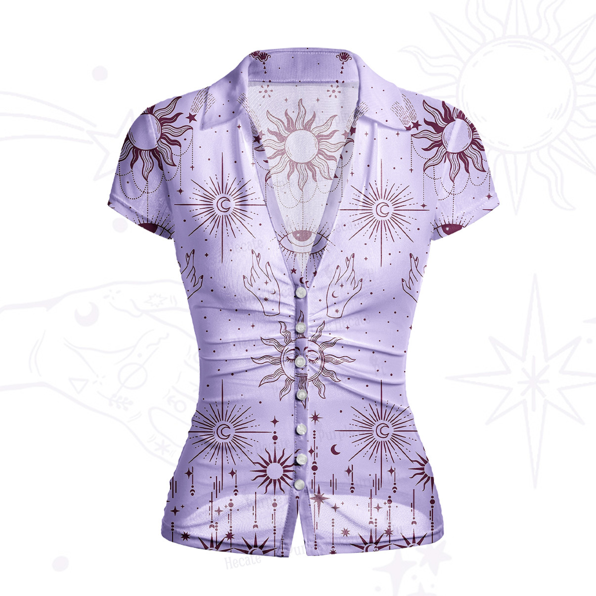 Purplehecate Solar Oracle Mesh Button Up Top