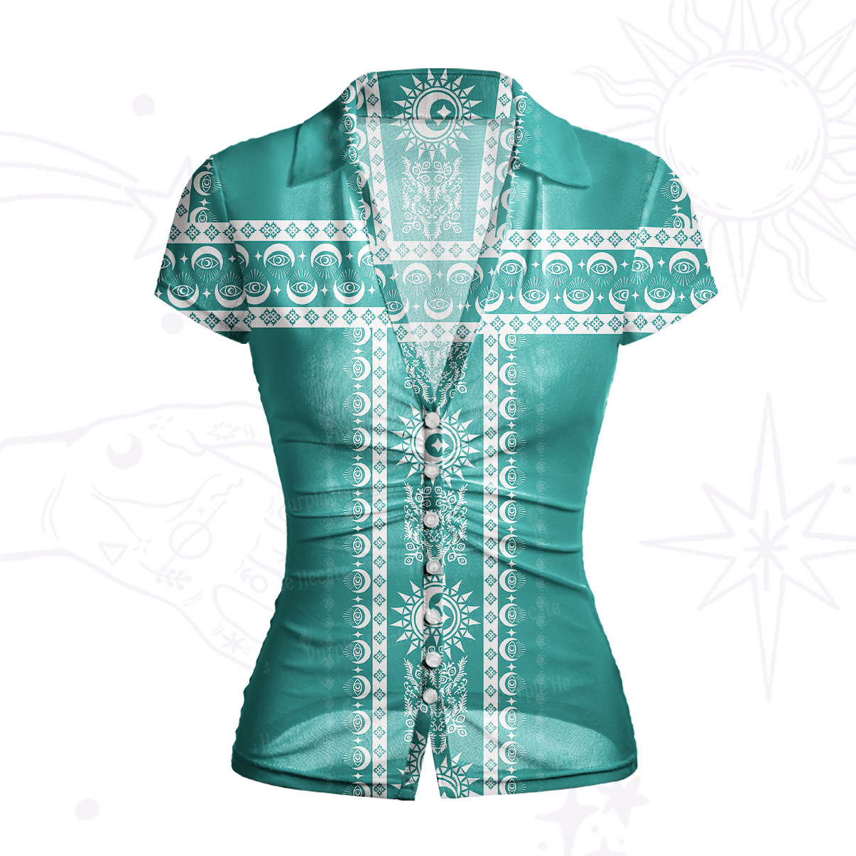 Purplehecate Visionary Sun Mesh Button Up Top