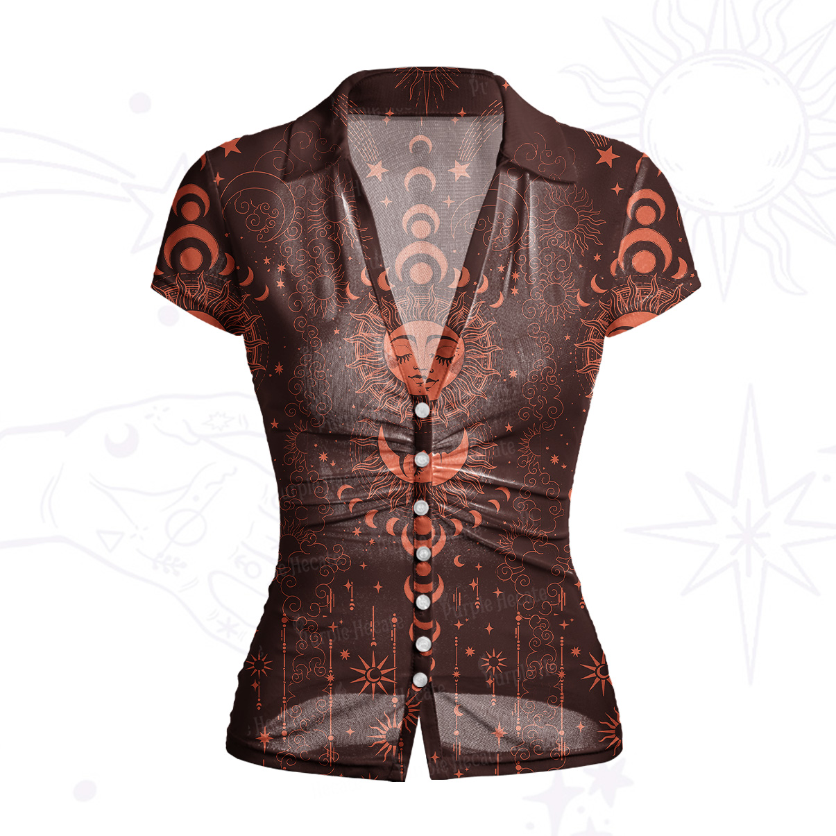 Purplehecate Lunar Eclipse Mesh Button Up Top