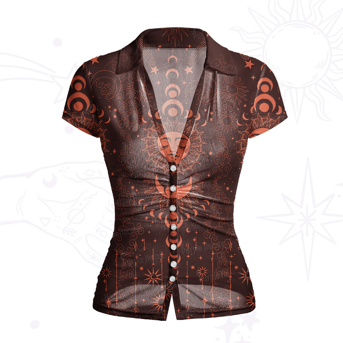 Purplehecate Lunar Eclipse Mesh Button Up Top