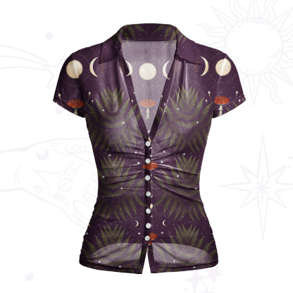 Purplehecate Moonlit Mushroom Gown Mesh Button Up Top