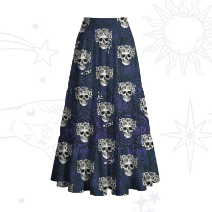 Purplehecate Rose Skull Convertible Maxi Skirt