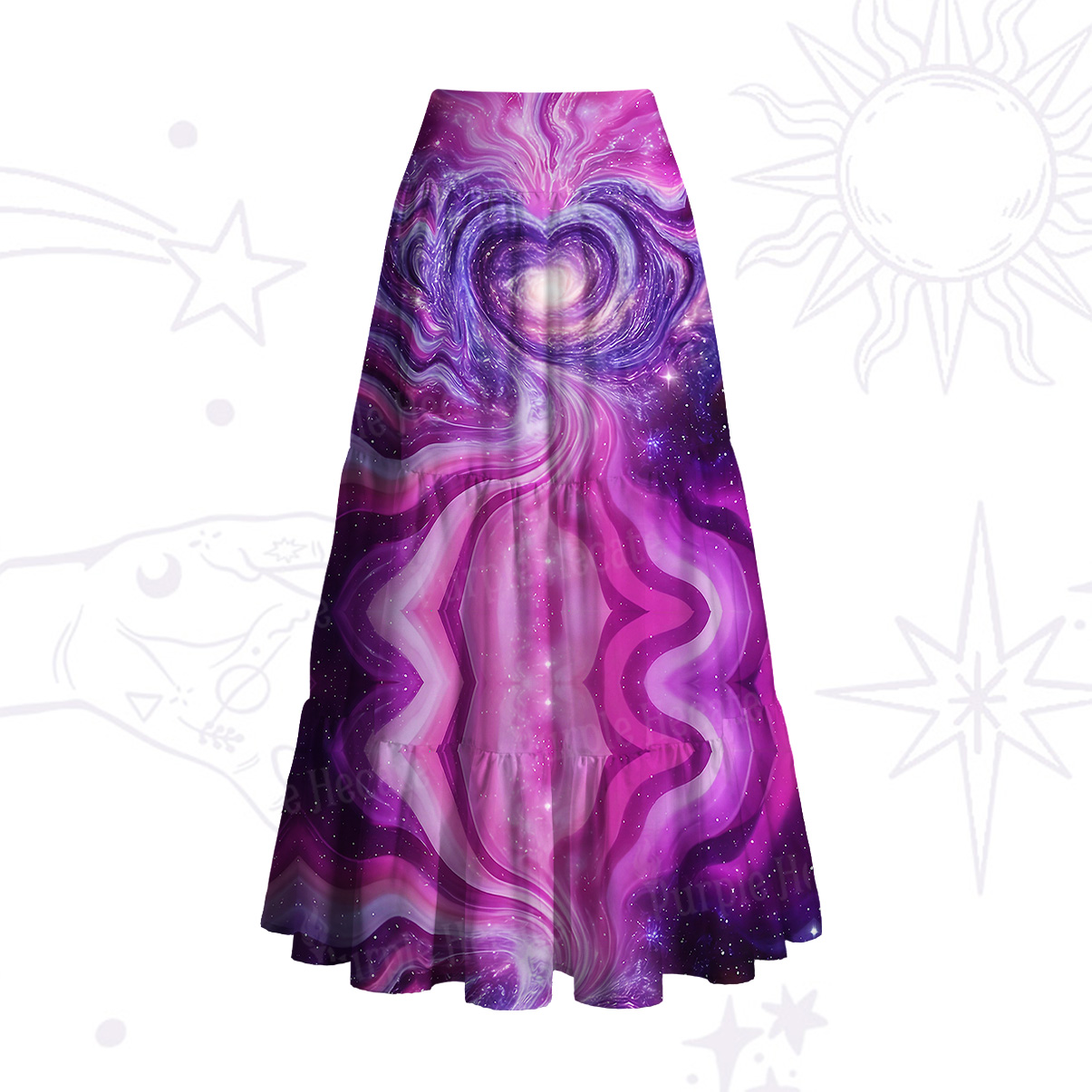 Purplehecate Cosmic Heart Convertible Maxi Skirt