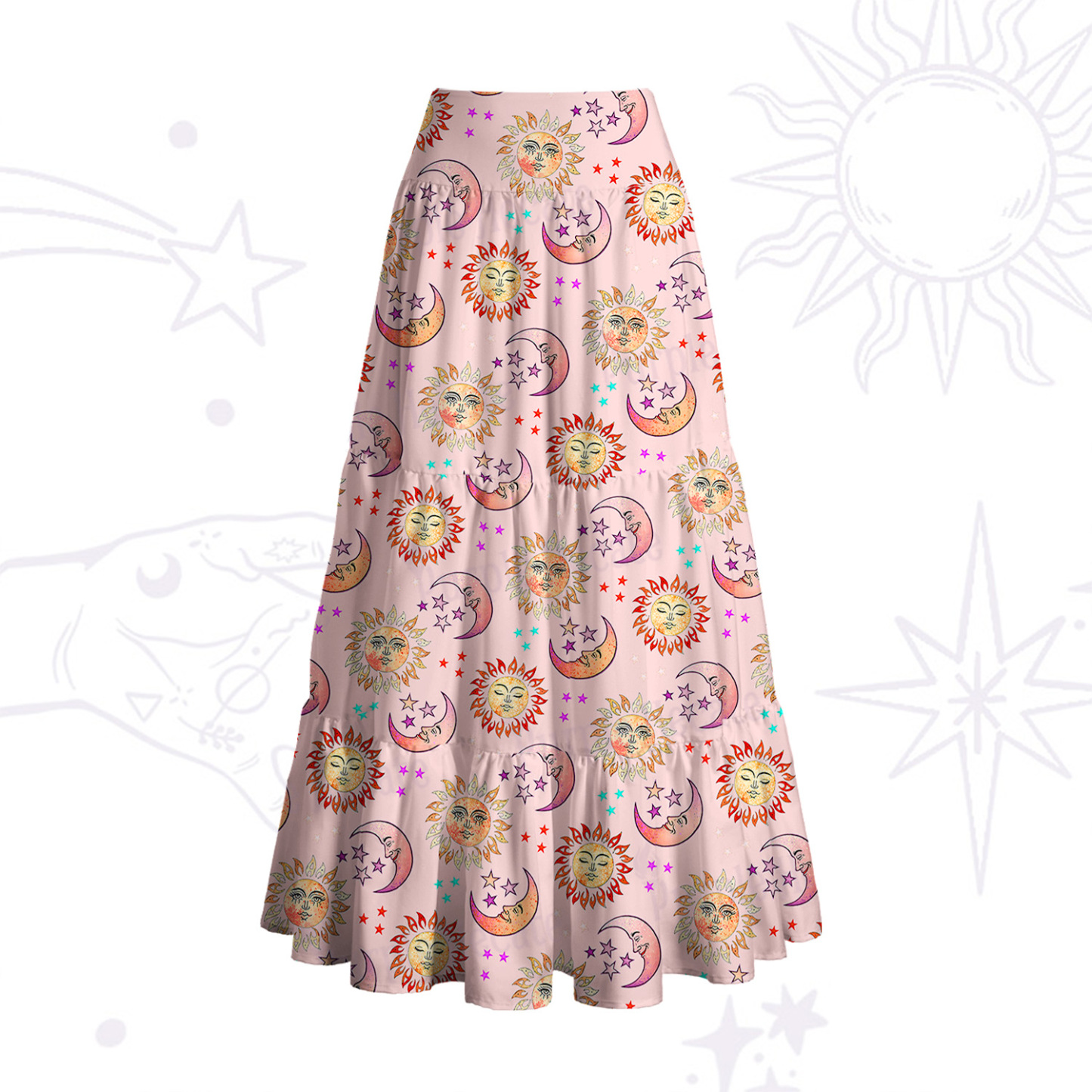 Purplehecate Dancing Suns and Lunar Dreams Convertible Maxi Skirt