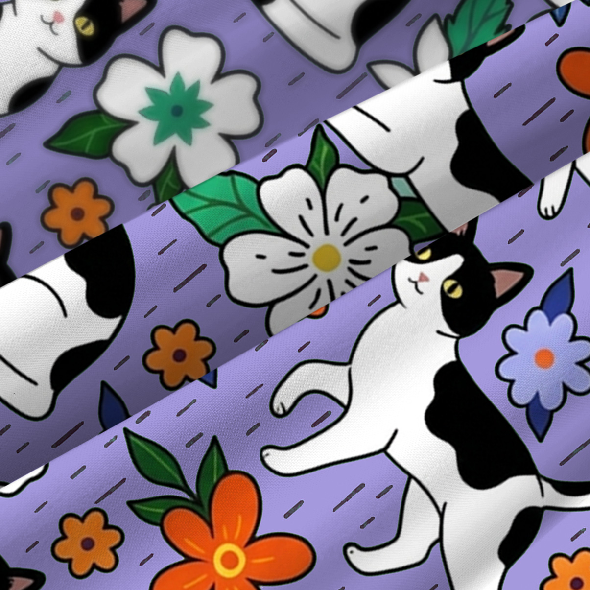 Purplehecate Enchanted Spring Whispering Cat Spaghetti Strap Midi Dress