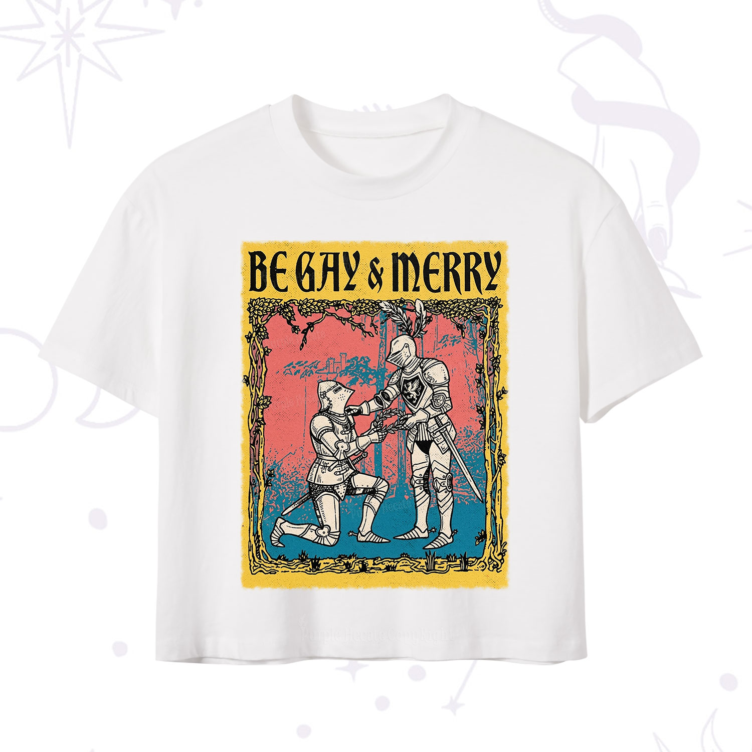 Purplehecate Be Gay Merry Medieval Knights Crop T-Shirt