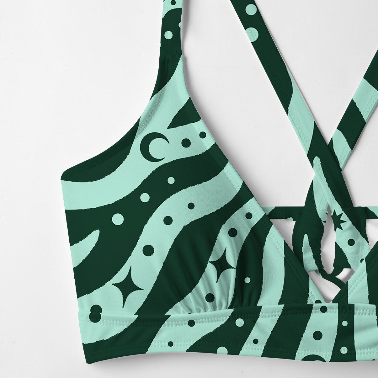 Purplehecate Green Vision Illusion Crisscross Tie-Back Bikini Set