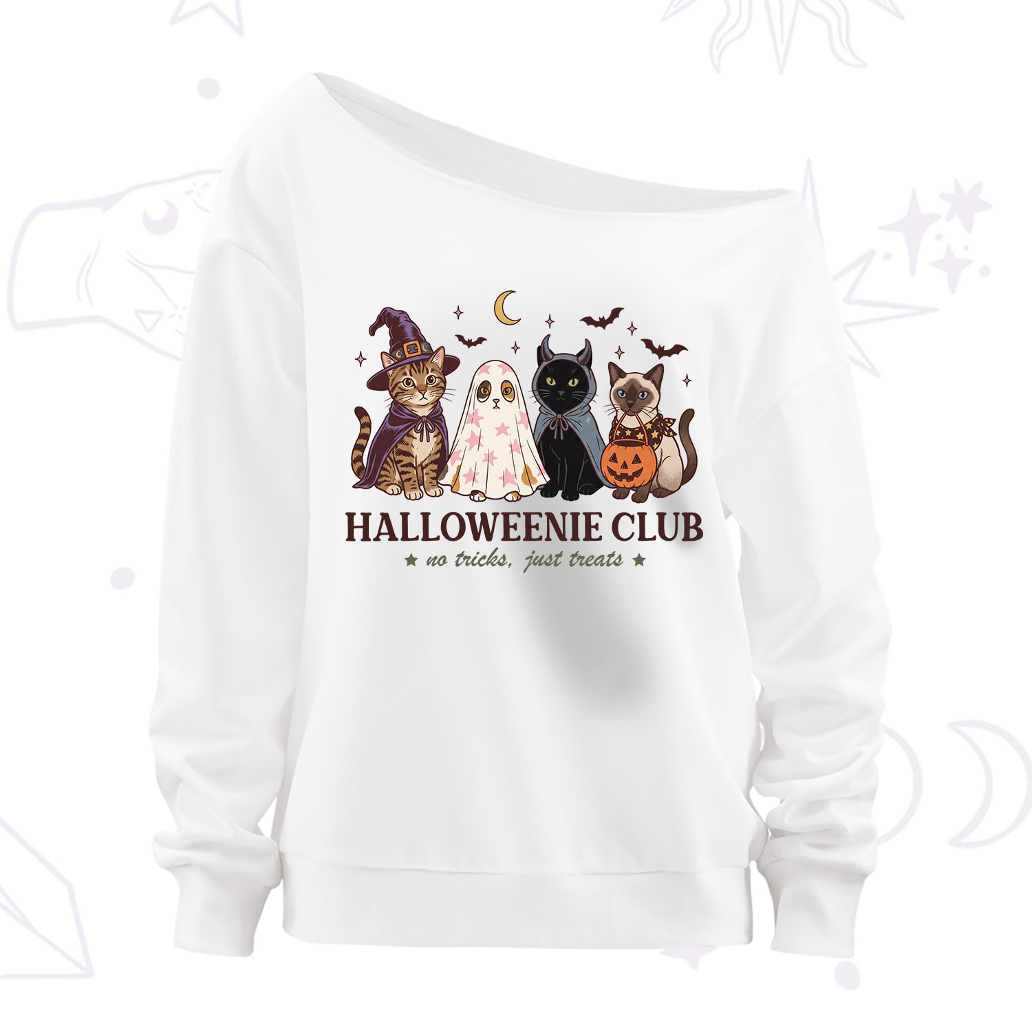 Purplehecate Halloweenie Club Off The Shoulder Sweatshirt