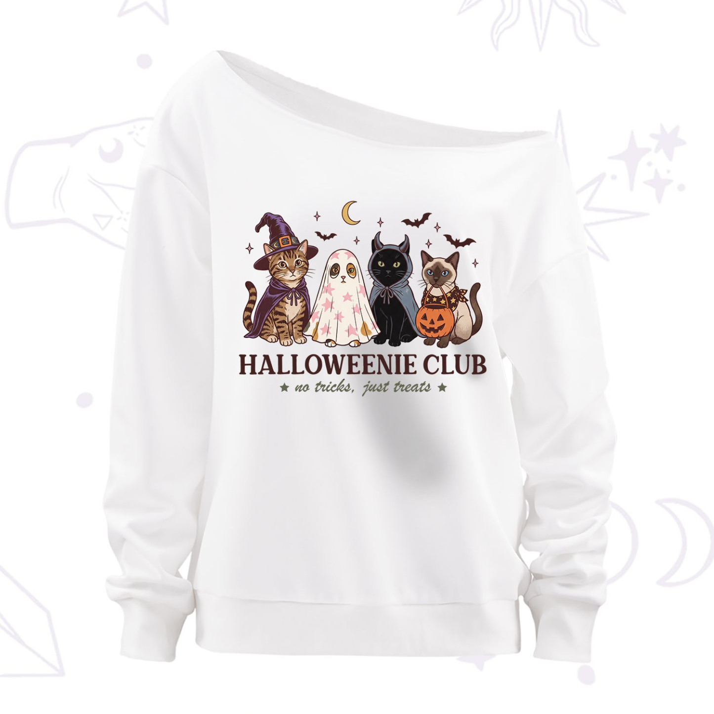 Purplehecate Halloweenie Club Off The Shoulder Sweatshirt