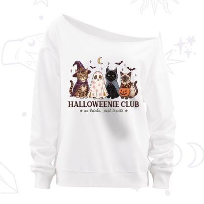 Purplehecate Halloweenie Club Off The Shoulder Sweatshirt