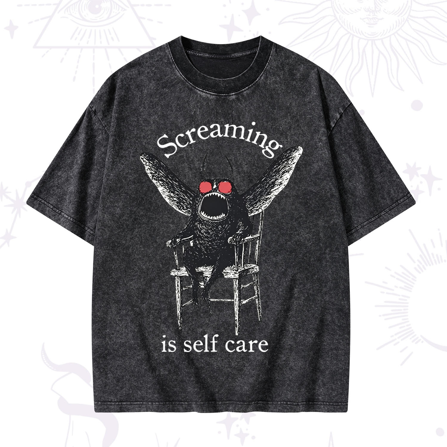 Purplehecate Mothman Screaming Washed T-Shirt