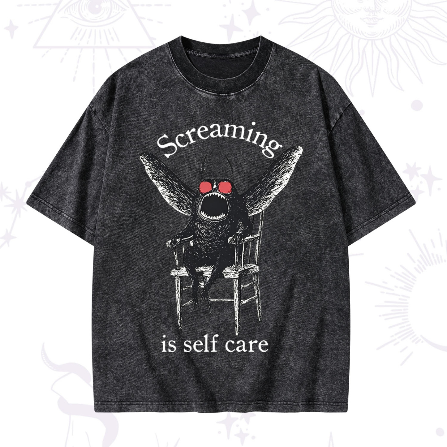 Purplehecate Mothman Screaming Washed T-Shirt
