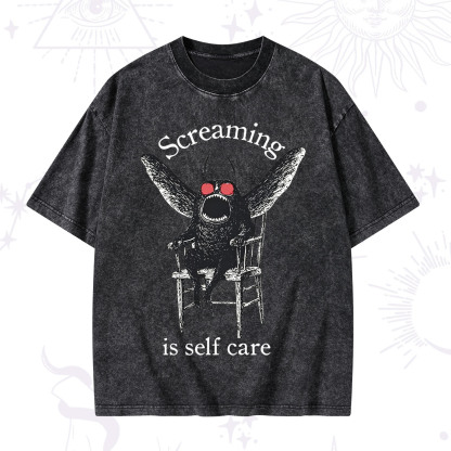 Purplehecate Mothman Screaming Washed T-Shirt