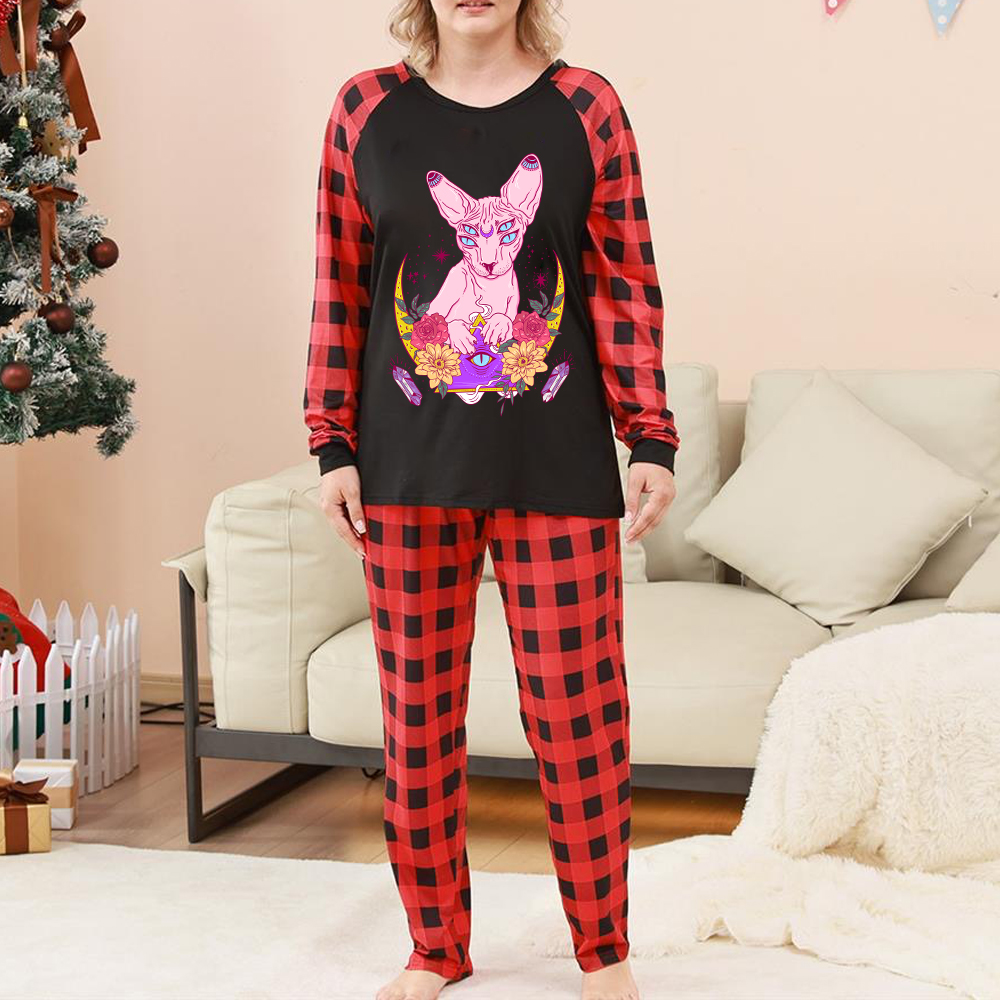 Purplehecate Moon Phase Cat Christmas Pajamas
