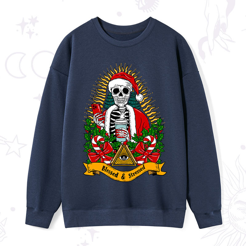 Purplehecate Christmas Blessed And Stressed Sweatshirt