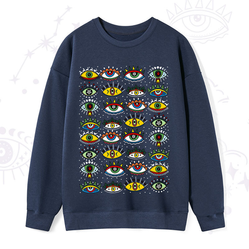 Purplehecate Christmas Evil Eye Pattern Sweatshirt