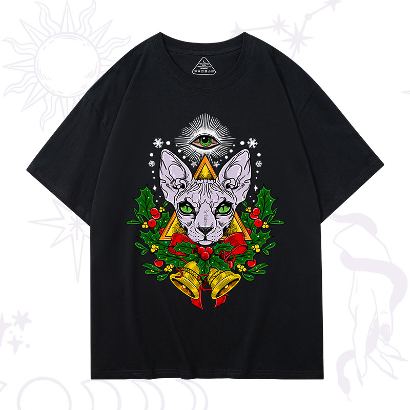 Purplehecate Christmas Mystical Cat T-Shirt