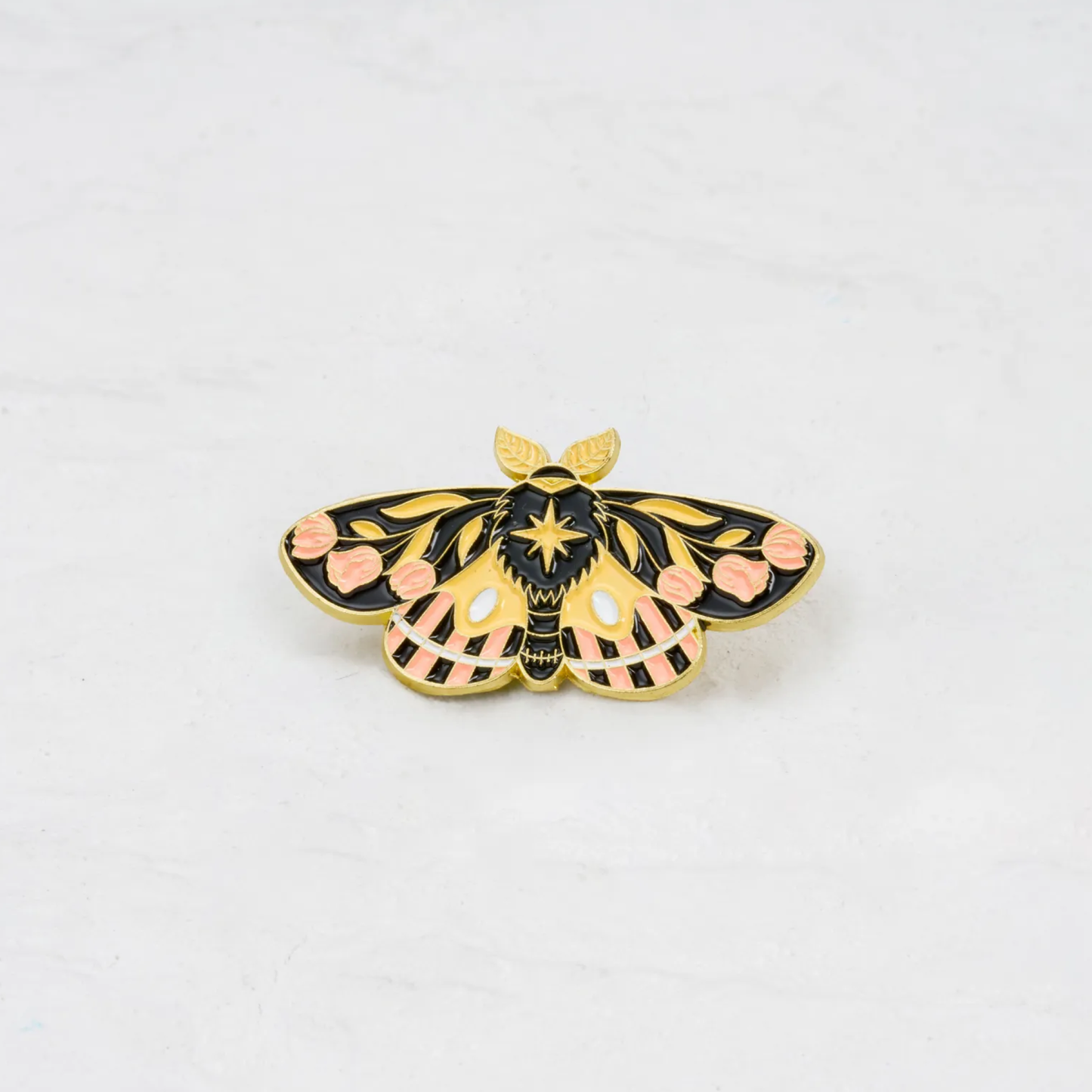 Purplehecate Magic The Moth With Pink Roses Pin