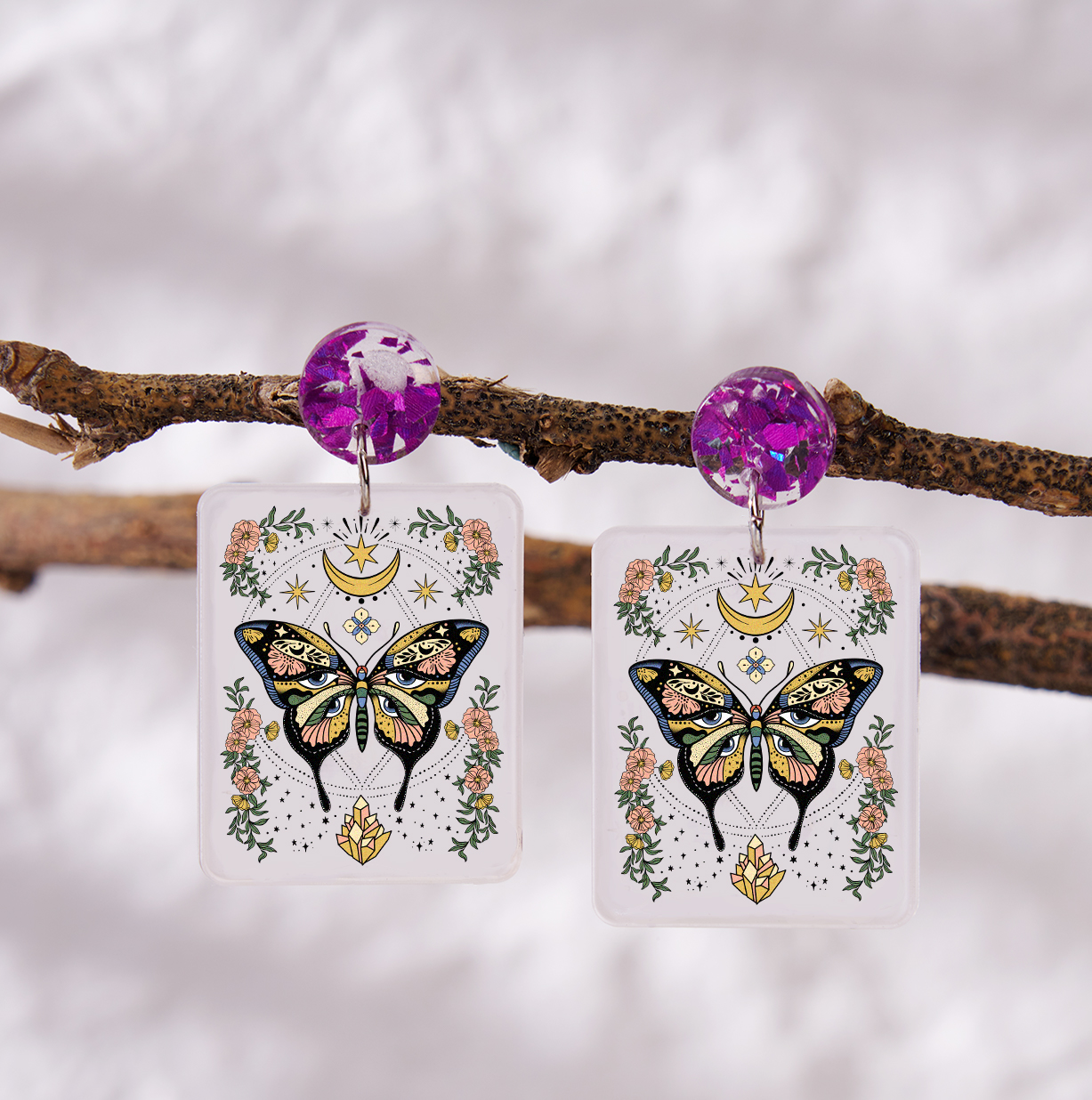 Purplehecate I Am Opening Acrylic Earrings