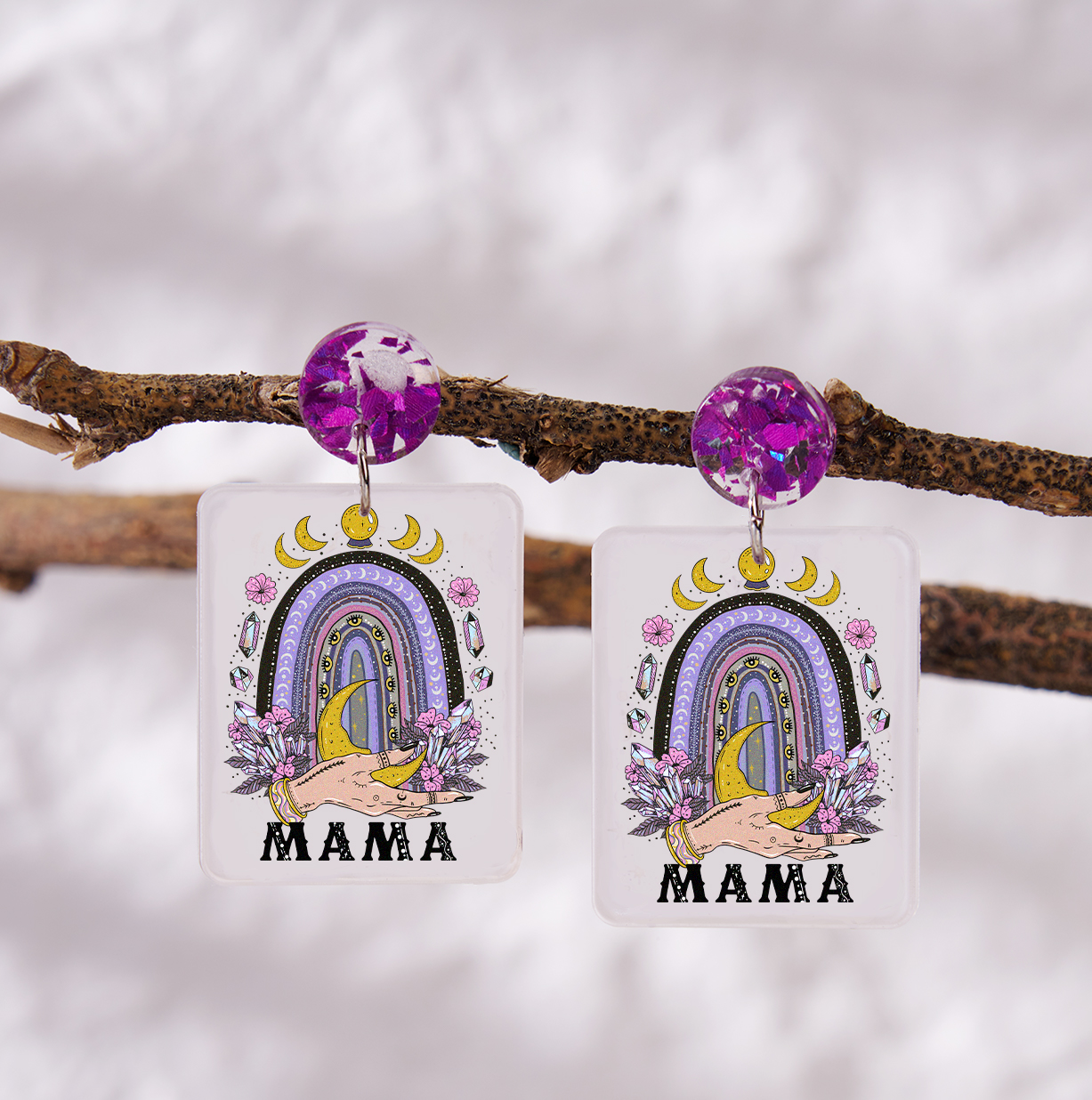 Purplehecate Gothic Mama Rainbow Acrylic Earrings