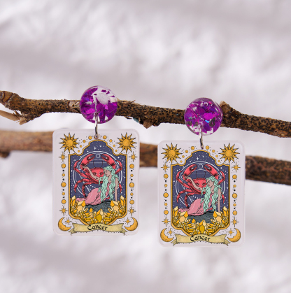 Purplehecate Cancer Zodiac Acrylic Earrings