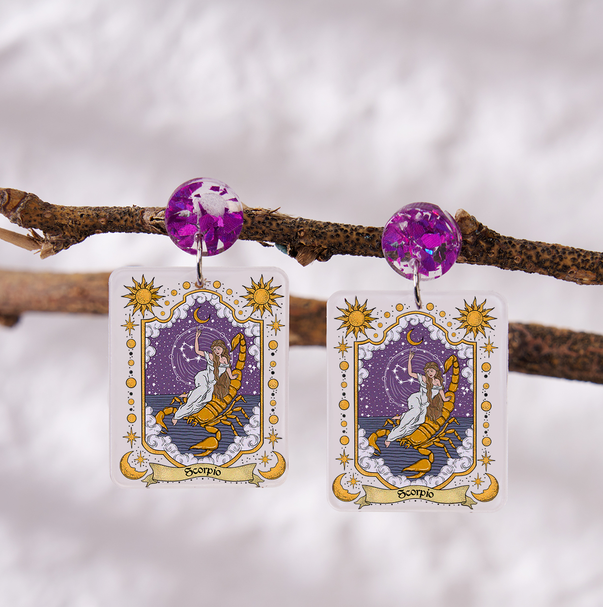 Purplehecate Scorpio Zodiac Acrylic Earrings