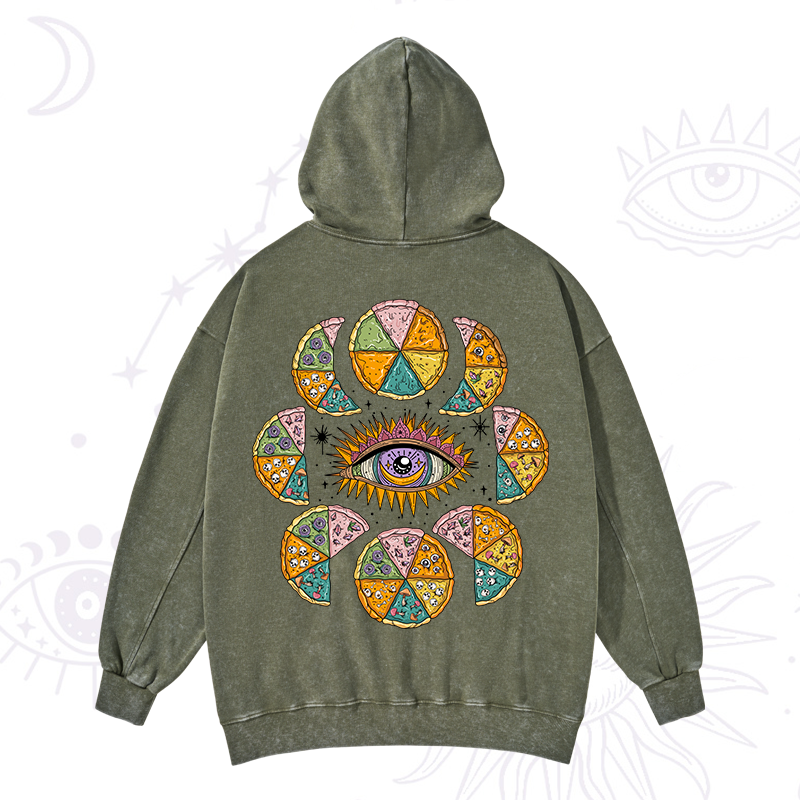 Purplehecate Moon Phase Pizza Washed Hoodie