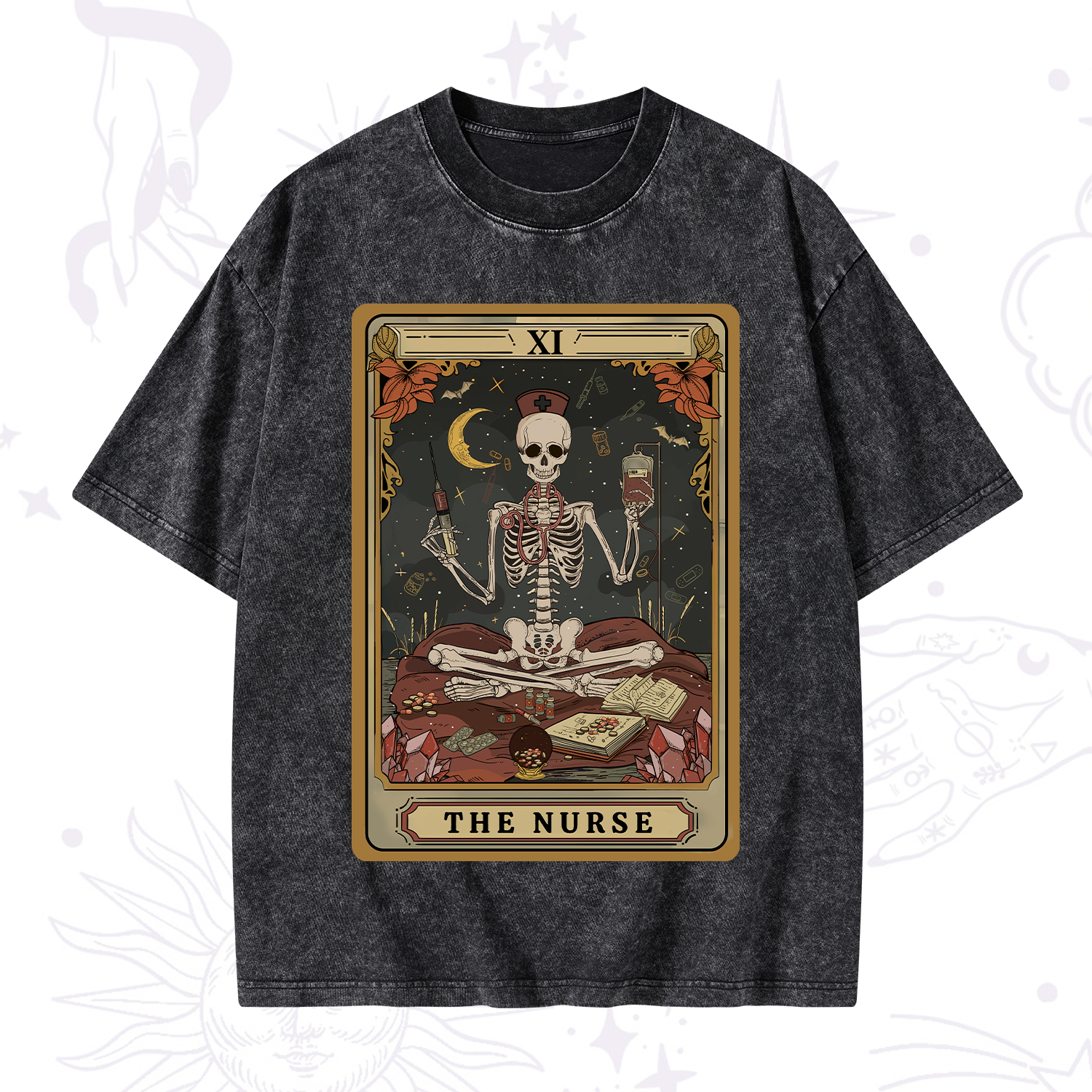 Purplehecate The Nurse Tarot Washed T-Shirt